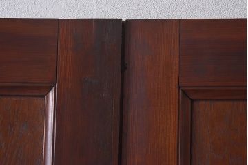 昭和レトロ　両開き　結霜ガラス入り!シンプルな木製アンティークドア(扉)2枚1対(1)