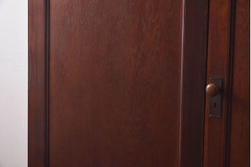 昭和レトロ　両開き　結霜ガラス入り!シンプルな木製アンティークドア(扉)2枚1対(1)