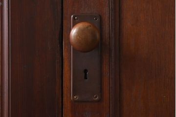 昭和レトロ　両開き　結霜ガラス入り!シンプルな木製アンティークドア(扉)2枚1対(1)