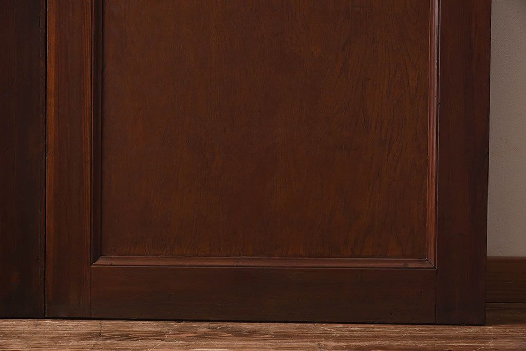 昭和レトロ　両開き　結霜ガラス入り!シンプルな木製アンティークドア(扉)2枚1対(1)