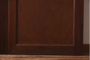 昭和レトロ　両開き　結霜ガラス入り!シンプルな木製アンティークドア(扉)2枚1対(1)