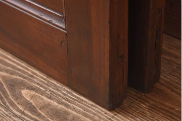 昭和レトロ　両開き　結霜ガラス入り!シンプルな木製アンティークドア(扉)2枚1対(1)