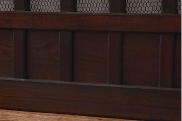 和製アンティーク　ケヤキ・樺材　存在感のある金網格子蔵戸(引き戸、建具、玄関戸)