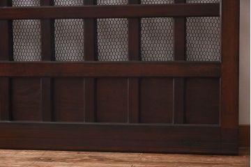 和製アンティーク　ケヤキ・樺材　存在感のある金網格子蔵戸(引き戸、建具、玄関戸)