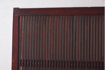 和製アンティーク　総ケヤキ材!　ガラス入り　杢目が味わい深い格子蔵戸(引き戸、建具)