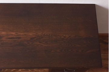 レトロ家具　昭和レトロ　ナラ材製　古い木の落ち着いた雰囲気が魅力の薄型デスク(片袖机、在宅ワーク、在宅用作業台、ワークデスク)