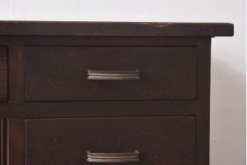 レトロ家具　昭和レトロ　ナラ材製　古い木の落ち着いた雰囲気が魅力の薄型デスク(片袖机、在宅ワーク、在宅用作業台、ワークデスク)