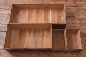 アンティーク家具　前板ケヤキ材　明治期　上品な雰囲気漂う二本松箪笥ローボード(衣装箪笥、リビングボード)