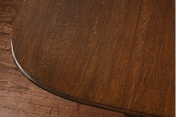アンティーク家具　アンティーク　オーク材製　ツイストレッグが上品な印象のバタフライテーブル(エクステンションテーブル、  ダイニングテーブル)