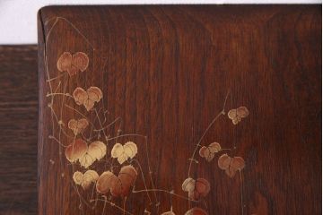 アンティーク雑貨　昭和中期　クスノキ材　和の風情を漂わせる蒔絵が美しい収納箱