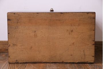 アンティーク雑貨　昭和レトロ　たっぷり収納できる蓋付き木箱(収納箱、薬箱、ツールボックス)