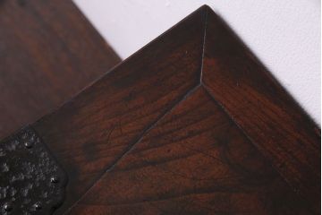 アンティーク雑貨　和製アンティーク　ケヤキ材　古い質感の金具が目を惹く硯箱(小引き出し、小物入れ、木箱)