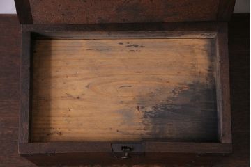 アンティーク雑貨　和製アンティーク　栓材　古さを感じさせる木の風合いが魅力的な硯箱(小引き出し、小物入れ、木箱)