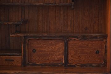 アンティーク家具　古民具・骨董　上手物　黒柿のクジャク杢が美しい指物の茶箪笥(収納棚、戸棚)