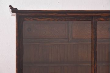 アンティーク家具　古民具・骨董　上手物　黒柿のクジャク杢が美しい指物の茶箪笥(収納棚、戸棚)