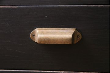 ペイント家具　レトロシックなモールガラス入りブックケース(本箱、キャビネット、収納棚、戸棚)