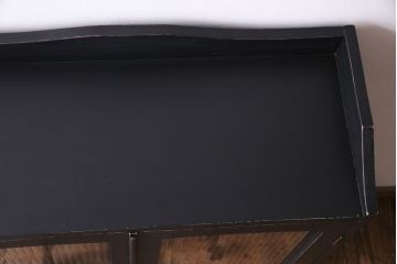 ペイント家具　レトロシックなモールガラス入りブックケース(本箱、キャビネット、収納棚、戸棚)