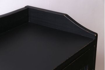 ペイント家具　レトロシックなモールガラス入りブックケース(本箱、キャビネット、収納棚、戸棚)