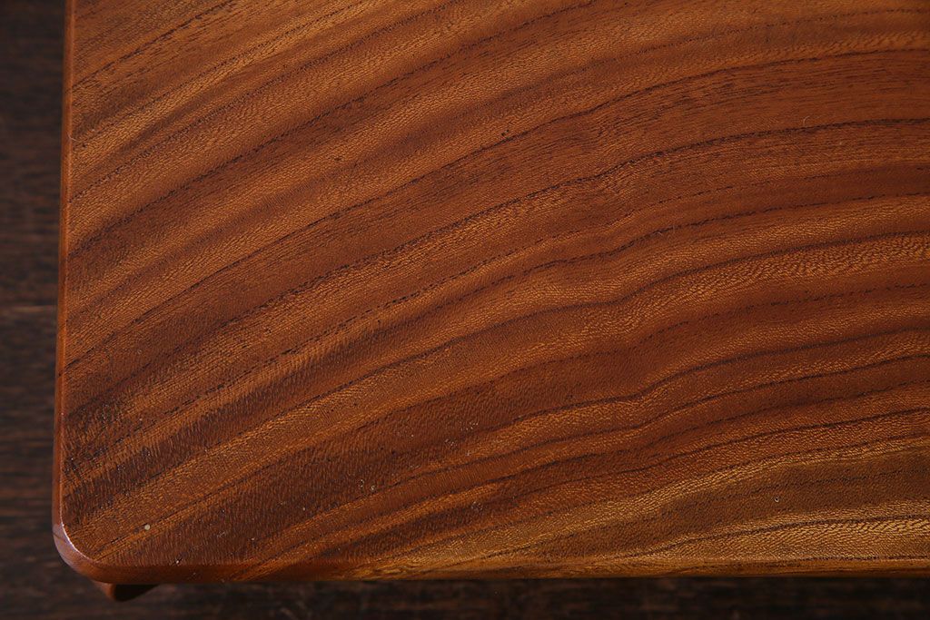 アンティーク雑貨　昭和期　力強いケヤキ材の杢目が楽しめる花台(盆栽卓、飾り台)