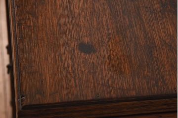 アンティーク家具　大正ロマン　当時物色ガラス　モダンな扉のデザインが目を惹く本箱(収納棚、キャビネット)