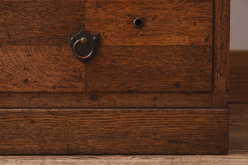 アンティーク家具　大正ロマン　当時物色ガラス　モダンな扉のデザインが目を惹く本箱(収納棚、キャビネット)