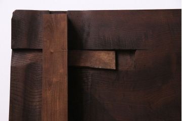 アンティーク雑貨　和製アンティーク　力強い杢目が印象的な一枚板の裁ち板(古材、飾り台、材料)
