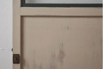 ペイント家具　昭和レトロな雰囲気溢れる当時物ガラス入りのドア(扉、建具)