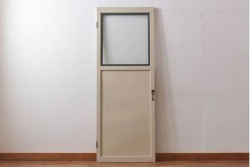 ペイント家具　昭和レトロな雰囲気溢れる当時物ガラス入りのドア(扉、建具)