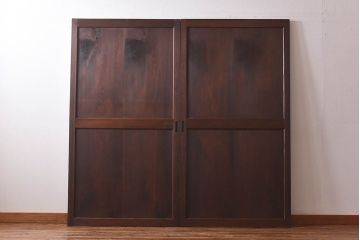 和製アンティーク　味わいのある風合いと燻された色合いが魅力の帯戸(板戸、建具)2枚セット