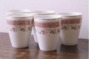 昭和中期　日本陶器・ノリタケ(則武)小花柄の急須・湯飲み5客セット