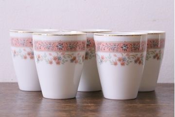 昭和中期　日本陶器・ノリタケ(則武)小花柄の急須・湯飲み5客セット