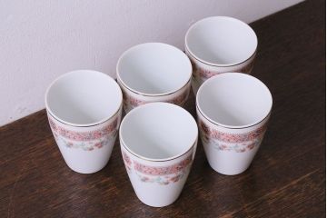 昭和中期　日本陶器・ノリタケ(則武)小花柄の急須・湯飲み5客セット
