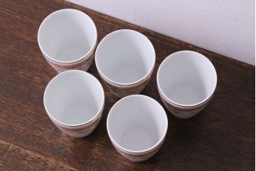昭和中期　日本陶器・ノリタケ(則武)小花柄の急須・湯飲み5客セット