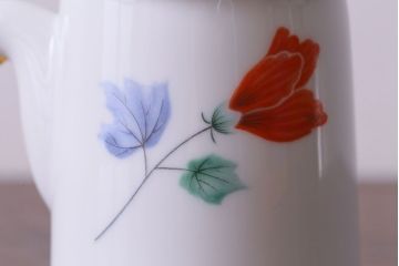 昭和中期　日本陶器・ノリタケ(則武)芙蓉柄急須・湯飲み・しょうゆ差しセット