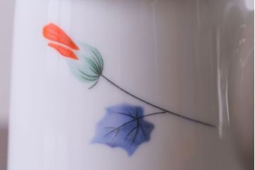 昭和中期　日本陶器・ノリタケ(則武)芙蓉柄急須・湯飲み・しょうゆ差しセット