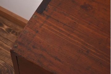 レトロ家具　昭和レトロ　ヒノキ材　どっしりとした重厚感のあるネームプレート付きチェスト(引き出し)