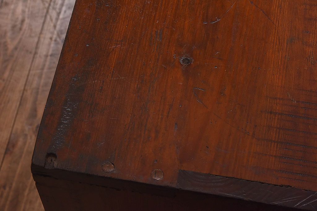 レトロ家具　昭和レトロ　ヒノキ材　どっしりとした重厚感のあるネームプレート付きチェスト(引き出し)