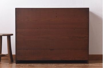 レトロ家具　昭和レトロ　ヒノキ材　どっしりとした重厚感のあるネームプレート付きチェスト(引き出し)
