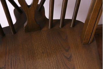 ヴィンテージ家具　イギリスビンテージ　アーチ形の背もたれが美しいホイールバックチェア(カントリーチェア、ダイニングチェア、イス)(2)