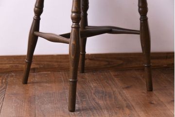 ヴィンテージ家具　イギリスビンテージ　アーチ形の背もたれが美しいホイールバックチェア(カントリーチェア、ダイニングチェア、イス)(3)