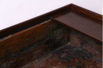 アンティーク雑貨　古民具　昭和期　味わいがあって上品な格子角火鉢(長火鉢)