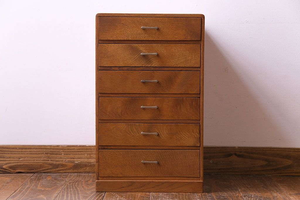 レトロ家具　昭和レトロ　ナラ材　素朴な木の風合いが魅力の小引き出し(引き出し)