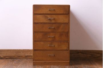 レトロ家具　昭和レトロ　ナラ材　素朴な木の風合いが魅力の小引き出し(引き出し)