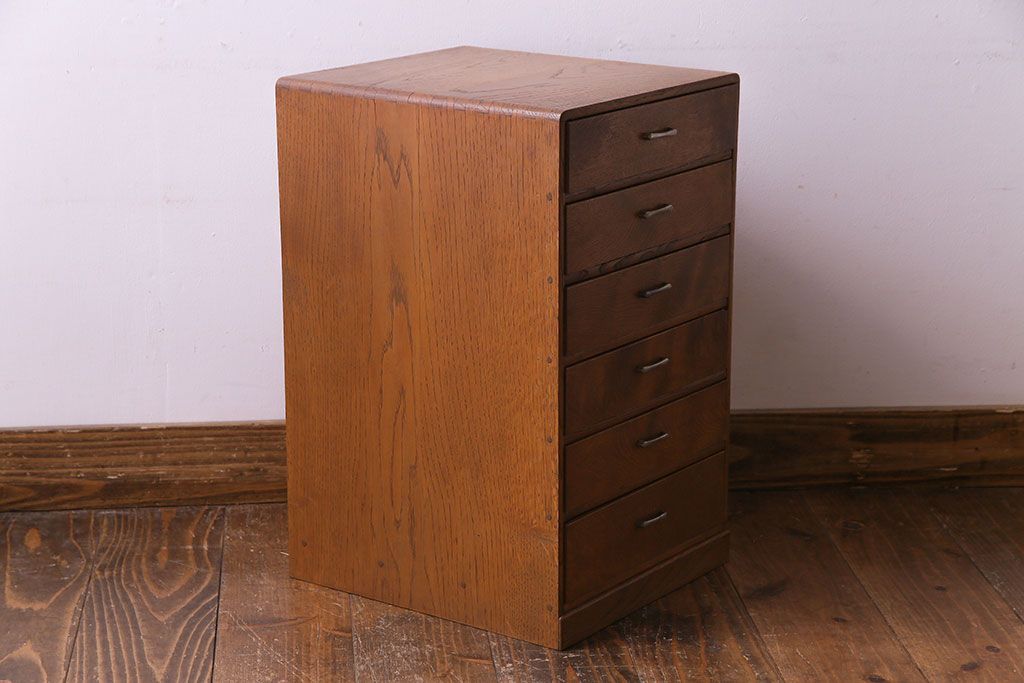 レトロ家具　昭和レトロ　ナラ材　素朴な木の風合いが魅力の小引き出し(引き出し)