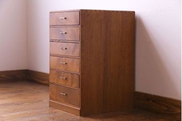 レトロ家具　昭和レトロ　ナラ材　素朴な木の風合いが魅力の小引き出し(引き出し)