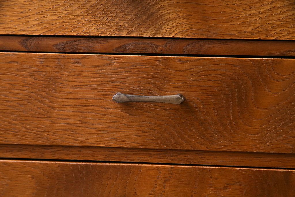 レトロ家具　昭和レトロ　ナラ材　素朴な木の風合いが魅力の小引き出し(引き出し)