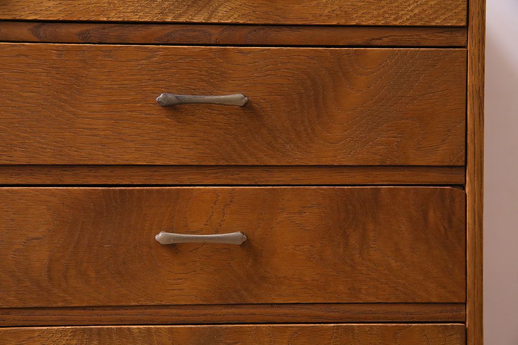 レトロ家具　昭和レトロ　ナラ材　素朴な木の風合いが魅力の小引き出し(引き出し)