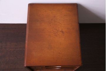 レトロ家具　昭和レトロ　ナラ材　両側から引きだせるユニークな作りの小引き出し(書類ケース)