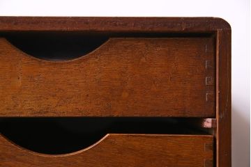 レトロ家具　昭和レトロ　ナラ材　両側から引きだせるユニークな作りの小引き出し(書類ケース)