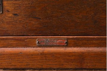 レトロ家具　昭和レトロ　ナラ材　両側から引きだせるユニークな作りの小引き出し(書類ケース)